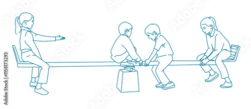 Children playing siblings swinging