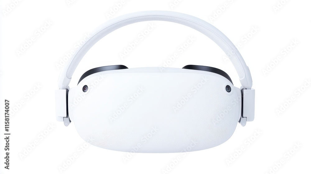 A sleek, modern white headset designed for immersive virtual reality experiences. A sleek, modern white headset designed for immersive virtual reality experiences.