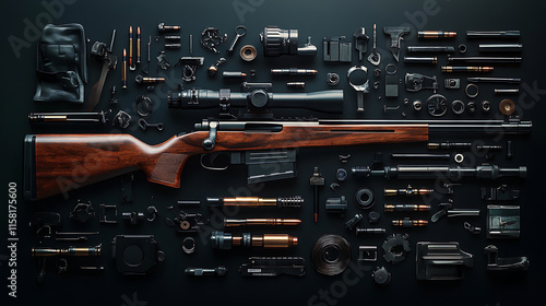 Rifle parts, wallpaper,  weapon technology for shooting with precision at long range. photo