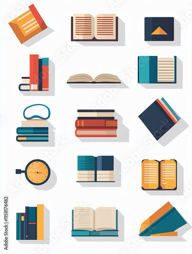 set of books icons