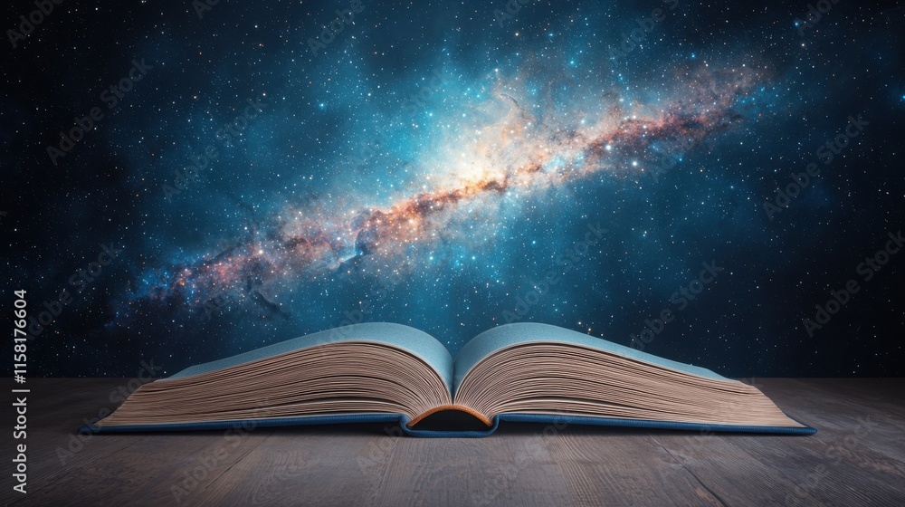 The goal is to align dreams with purpose concept. Open book against a cosmic galaxy background, symbolizing knowledge and imagination. The goal is to align dreams with purpose concept. Open book against a cosmic galaxy background, symbolizing knowledge and imagination.