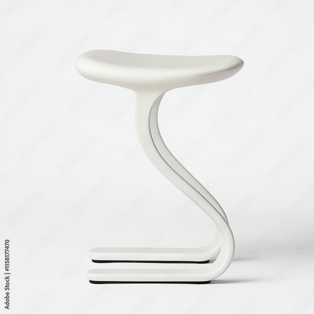A sleek, modern white stool with a unique, flowing design, perfect for contemporary spaces and minimalist decor. A sleek, modern white stool with a unique, flowing design, perfect for contemporary spaces and minimalist decor.