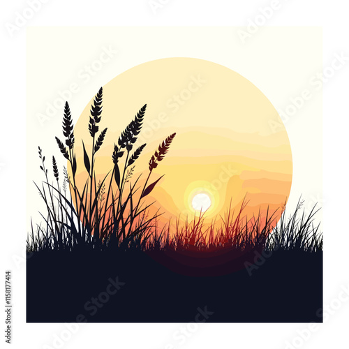 Grass vector silhouette. Natural, eco, bio, organic. Illustration architectural element