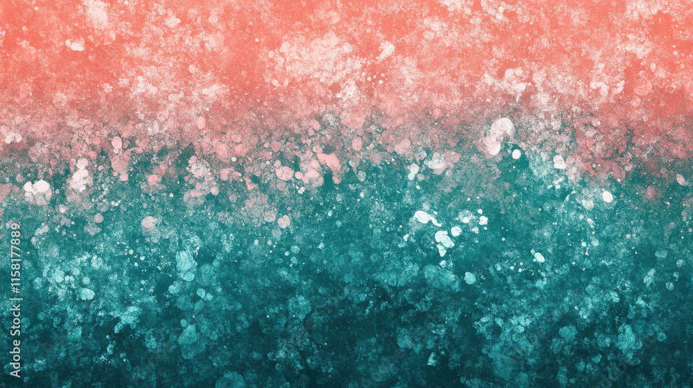 Obraz premium A gradient background texture with smooth transitions, vibrant teal blending into soft coral, shimmering metallic highlights
