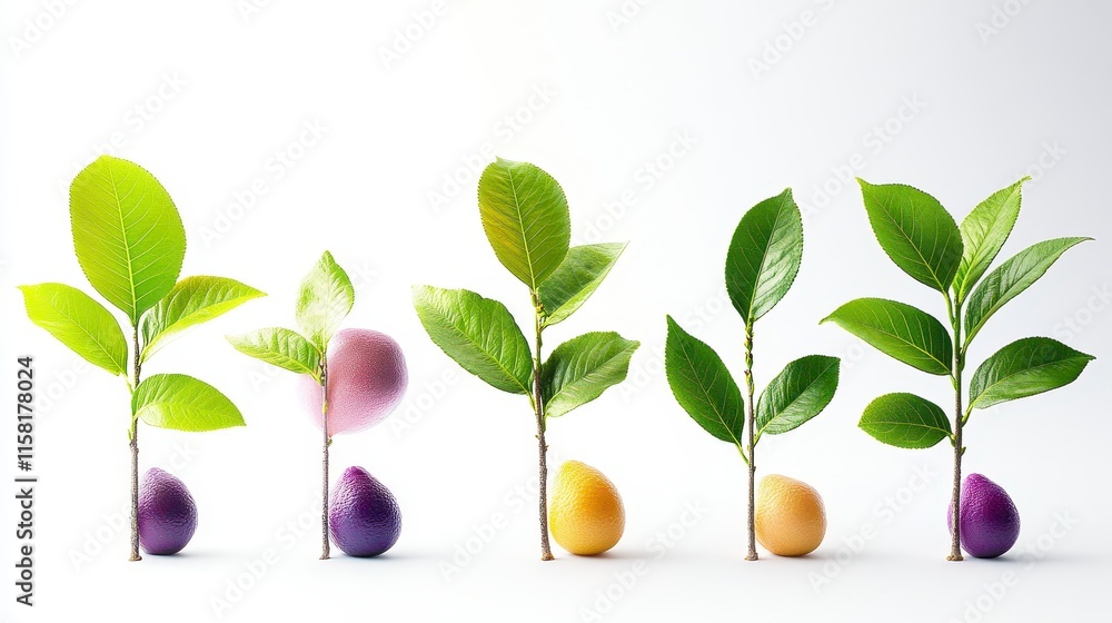 A vibrant arrangement of colorful eggs nestled among budding plants, symbolizing growth, renewal, and the vibrancy of spring. A vibrant arrangement of colorful eggs nestled among budding plants, symbolizing growth, renewal, and the vibrancy of spring.