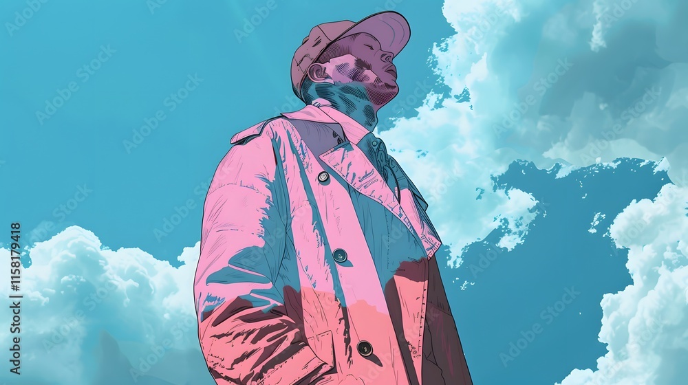 Fototapeta premium Stylish Man Looking Up at the Sky