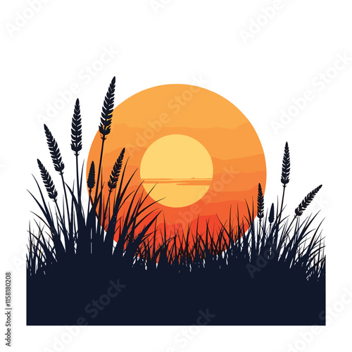 Grass vector silhouette. Natural, eco, bio, organic. Illustration architectural element