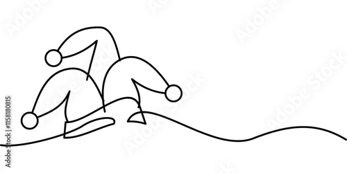 continuous line drawing of clown hat symbol. abstract line art illustration