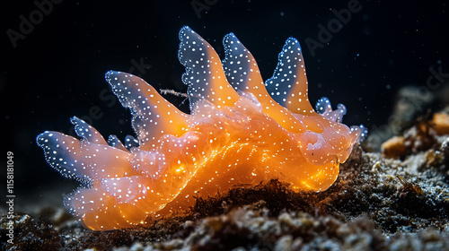 Low-angle shot of a bioluminescent deep-sea creature