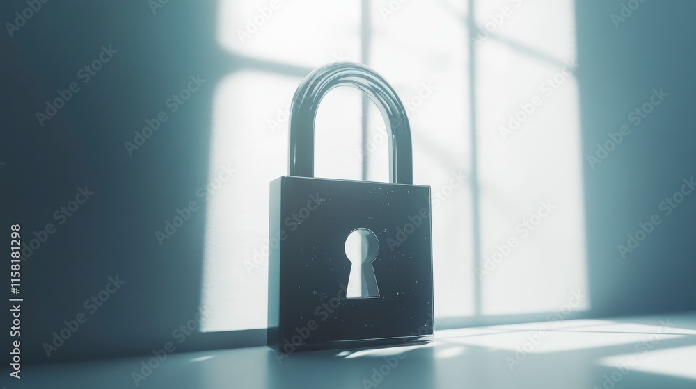 Fototapeta premium Soft Light Lock on White Background in 3D Style