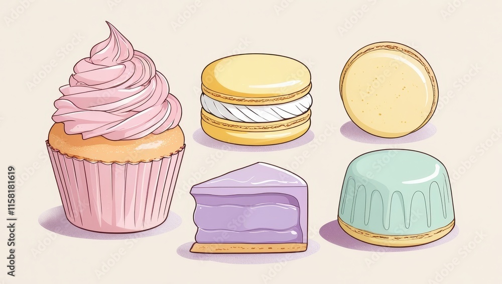 Delicious Pastel Sweets Cupcakes Macarons Cake Dessert Treats Delicious Pastel Sweets Cupcakes Macarons Cake Dessert Treats