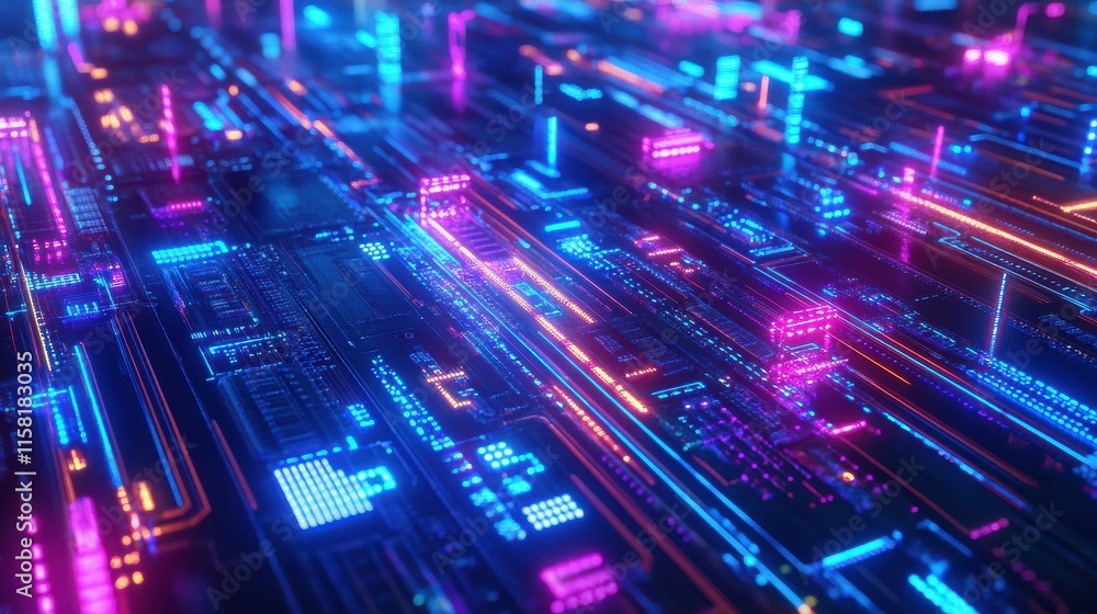 Fototapeta premium Abstract Circuit Design with Vibrant Colors