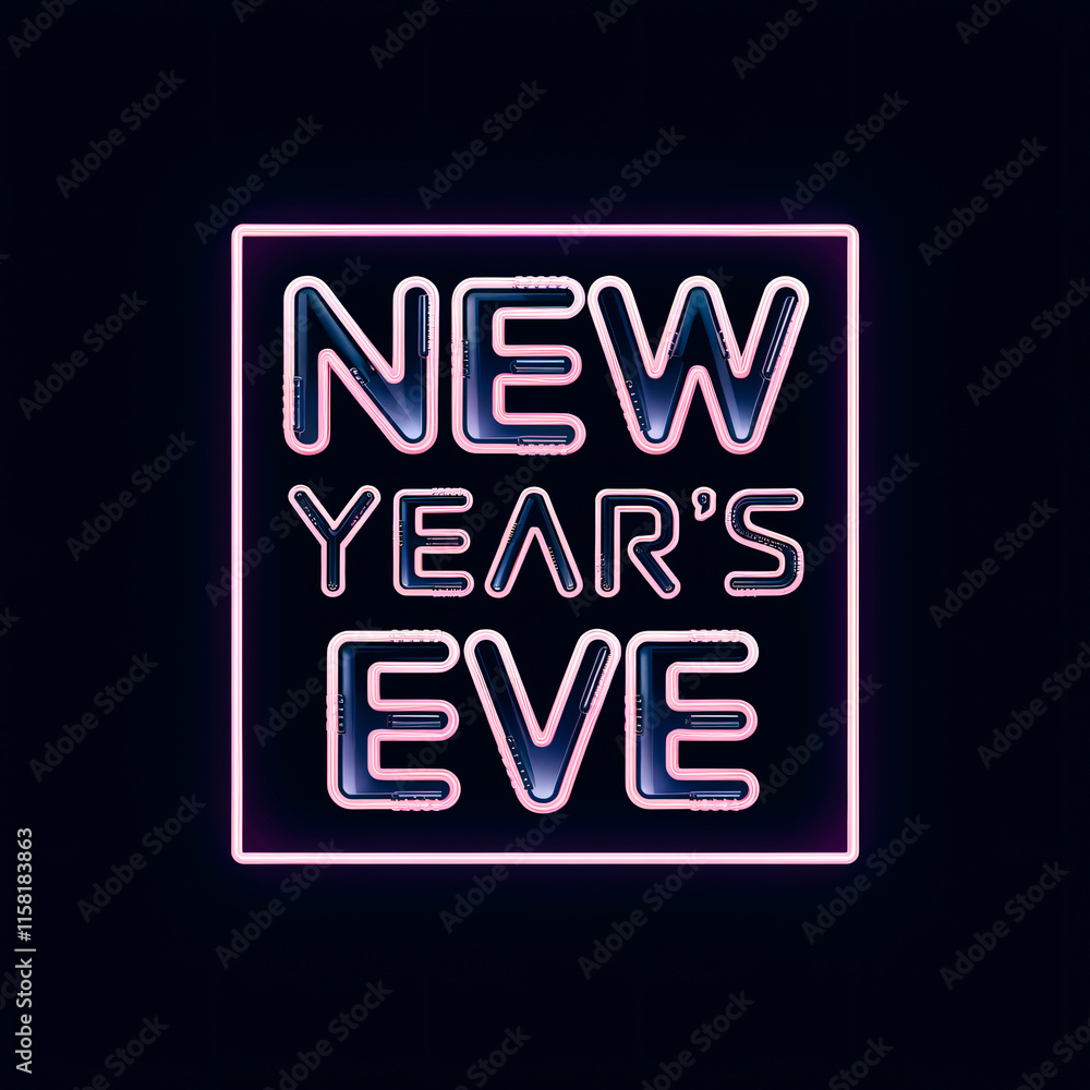 New Year's Eve NYE - Happy New Year - Icon logo Graphic Illustration Social Media Post Marketing - Square Black Background New Year's Eve NYE - Happy New Year - Icon logo Graphic Illustration Social Media Post Marketing - Square Black Background