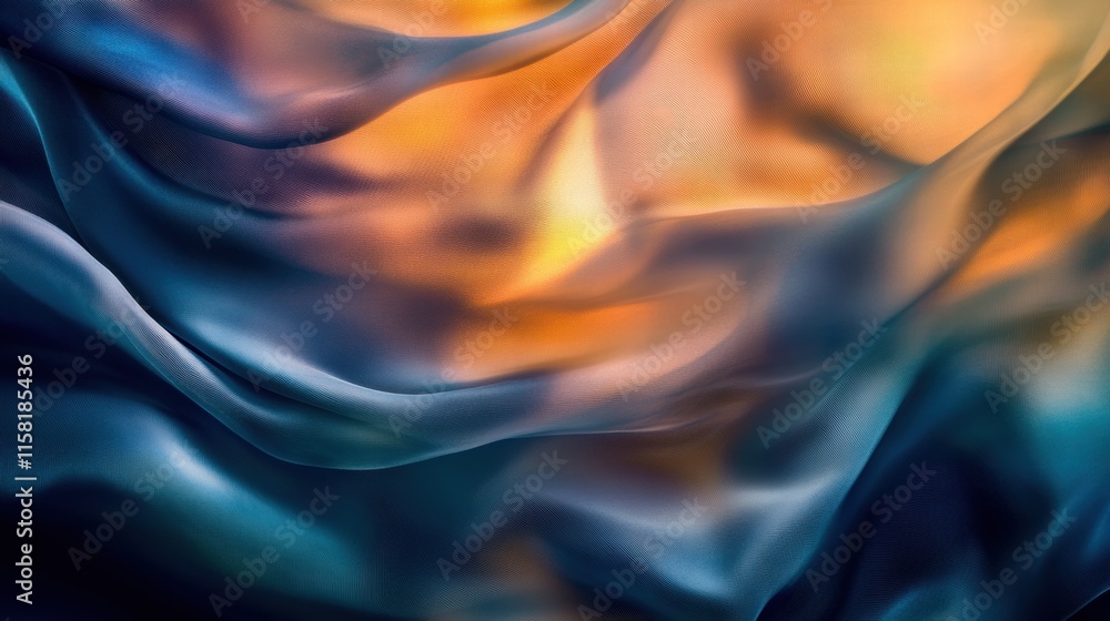 Obraz premium Luxurious silk fabric in dynamic folds with vibrant colors and ample copy space for design elements and text. Generative AI