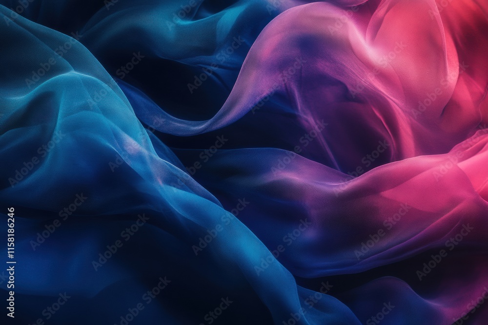 Obraz premium Luxurious silk fabric in vibrant shades creating an elegant backdrop with ample copy space for text customization. Generative AI