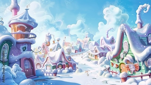 Photo backdrop Christmas village whoville fantasy photo