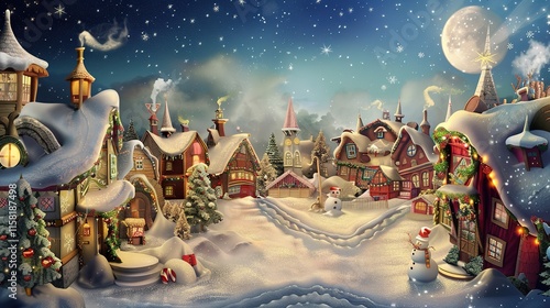 Photo backdrop Christmas village whoville fantasy photo