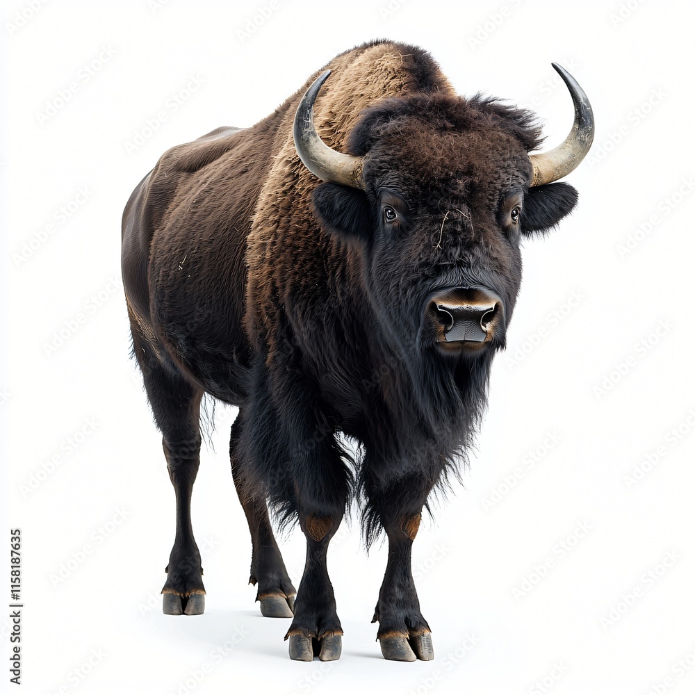 Majestic European Bison Wild Animal Portrait Powerful Mammal Isolated on White Majestic European Bison Wild Animal Portrait Powerful Mammal Isolated on White
