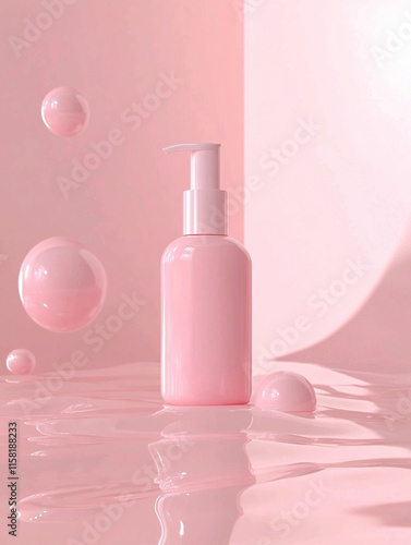 Bottle on pink theme pink background