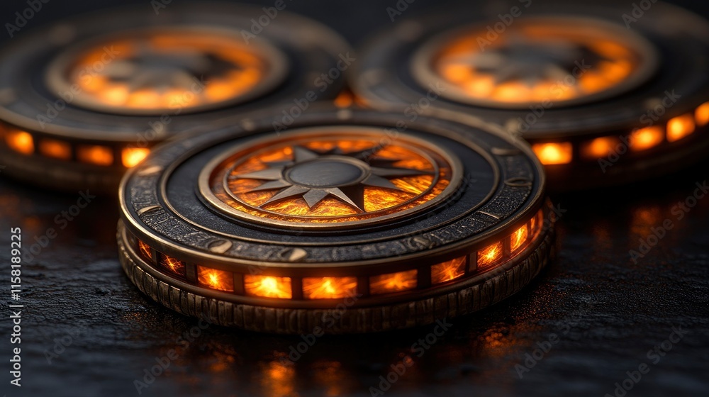 Illuminated Ornate Compass Discs - Mystical Navigation Tools Illuminated Ornate Compass Discs - Mystical Navigation Tools