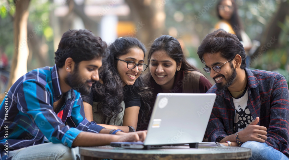 Indian asian and middle eastern happy students studying together.