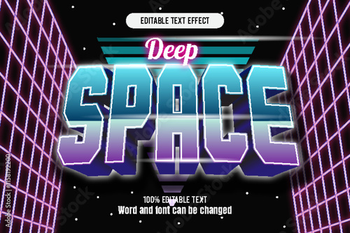 deep space editable text effect 3d emboss 80s