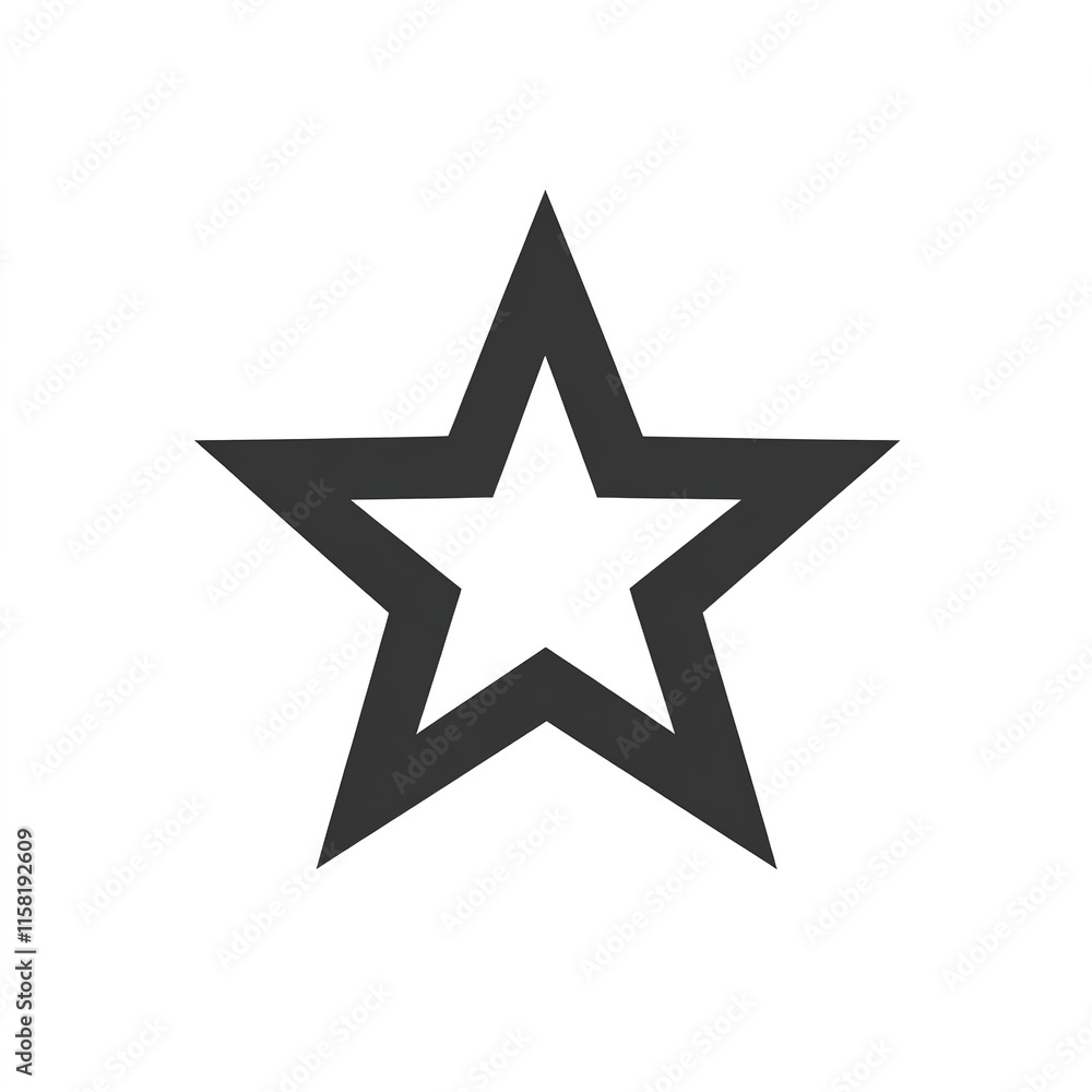 Minimalistic star icon isolated on a clean white background, featuring a sleek and modern design. Ideal for ratings, achievements, or decorative purposes, providing a versatile and professional Minimalistic star icon isolated on a clean white background, featuring a sleek and modern design. Ideal for ratings, achievements, or decorative purposes, providing a versatile and professional
