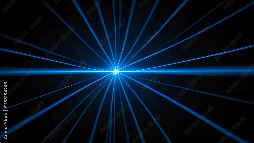 Radiating blue laser beams converging on a dark background in a sleek futuristic abstract design. Technology concept
Radiating blue laser beams converging on a dark background in a sleek futuristic abstract design. Technology concept