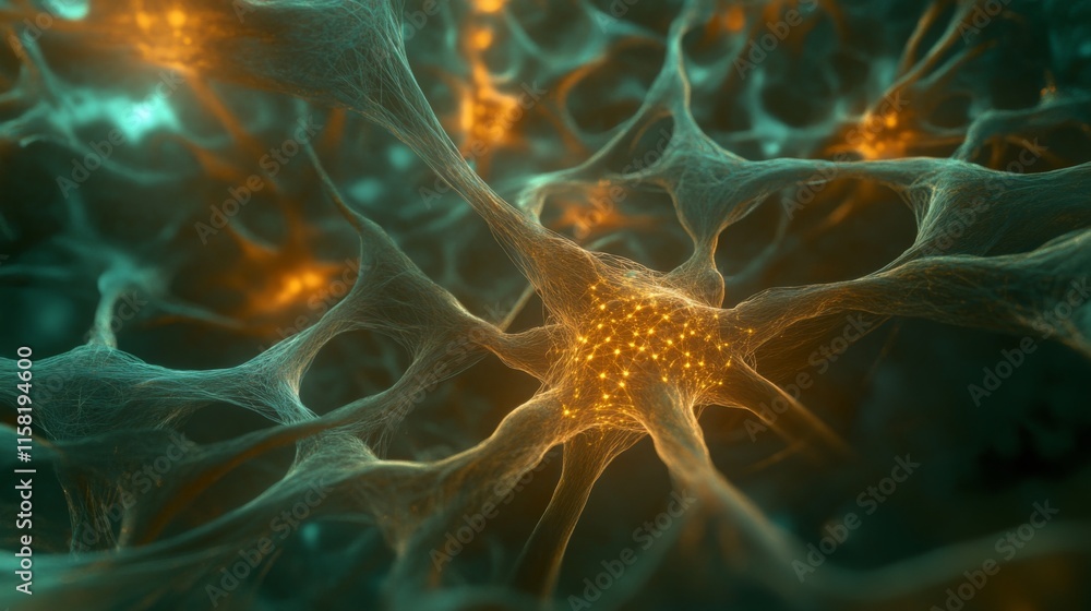 Obraz premium Abstract Futuristic Neural Network and Energy Flow Digital Artwork