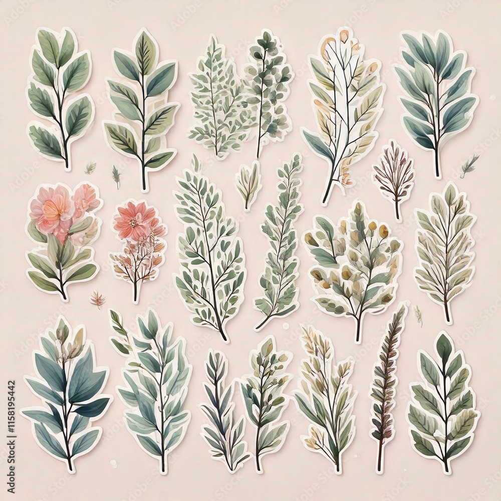 Fototapeta premium Botanical Sticker Set