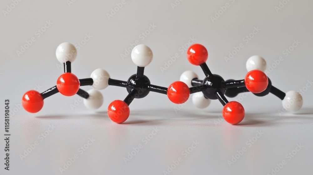 Obraz premium Molecular model showing the structure of organic compounds.