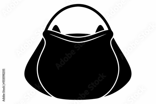 hobo bag black silhouette white background. 