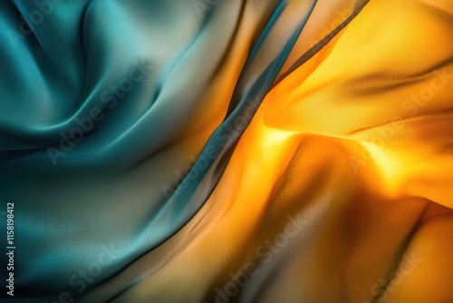 Luxurious silk fabric draped elegantly showcasing vibrant colors and soft textures with ample space for text. Generative AI photo