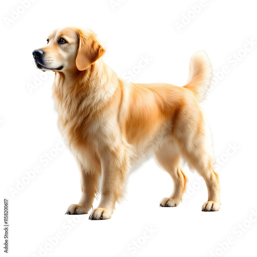 Golden retriever dog isolated on transparent background png. photo