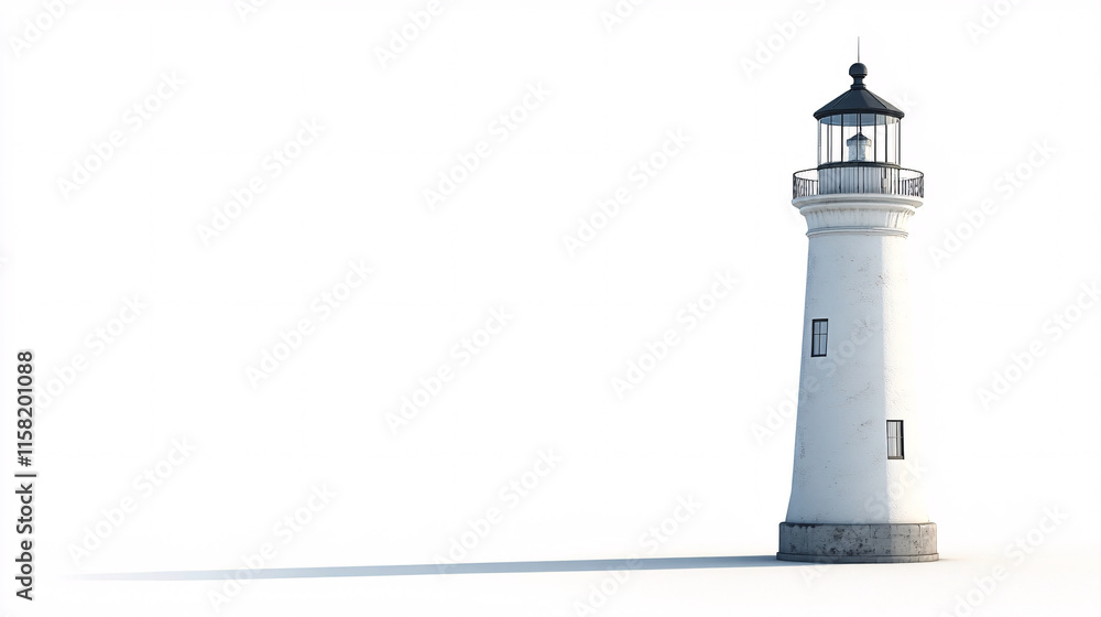 Lighthouse Isolated on White Background - Coastal Landmark Lighthouse Isolated on White Background - Coastal Landmark