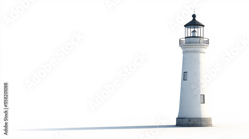Lighthouse Isolated on White Background - Coastal Landmark
