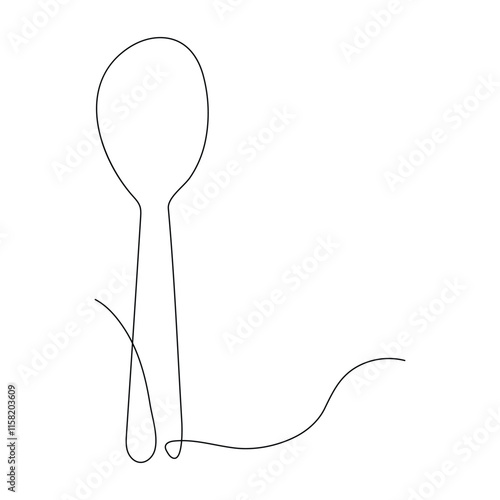 Spoon line art vector illustration on the white background .spoon ico line art Continuous line hand drawing vector illustration spoon art One line hand drawn spoon outline vector