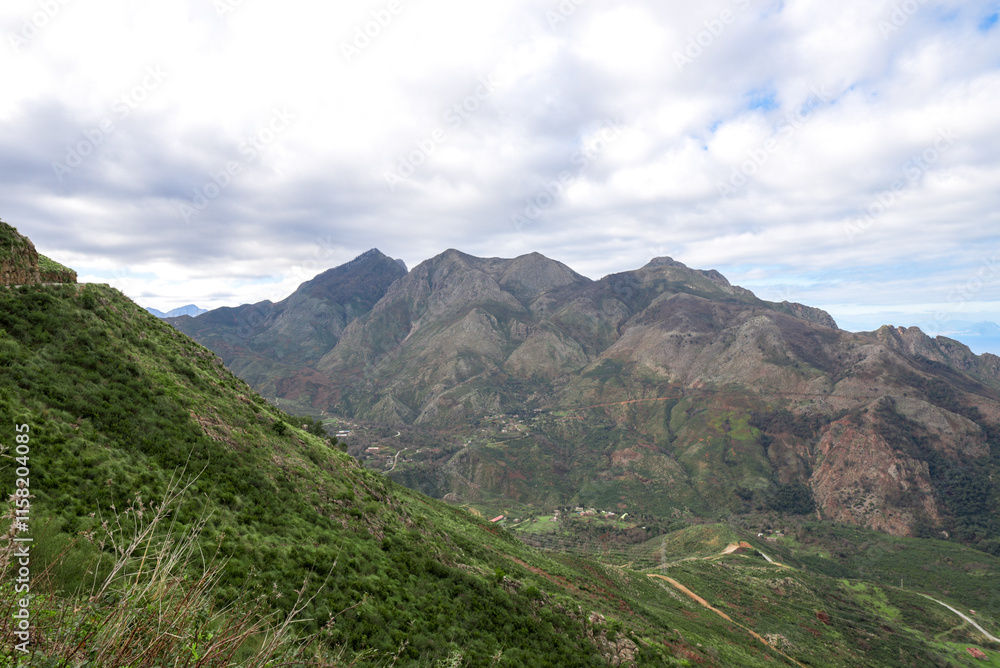 Fototapeta premium mountain, mountains, algeria, africa, landscape, nature, sky, panorama, outdoor, peak, hill, background, scenery, view, travel, rock, forest, valley, beautiful, hiking, adventure, scenic, tourism.