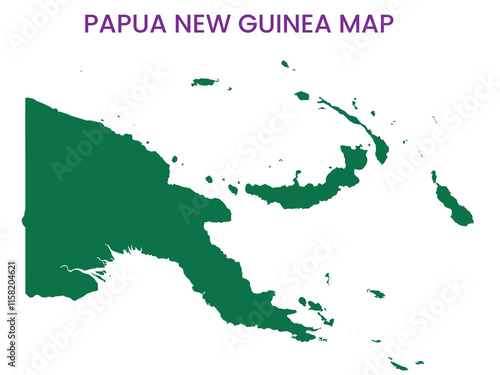 High detailed map of Papua New Guinea. Outline map of Papua New Guinea. Oceania