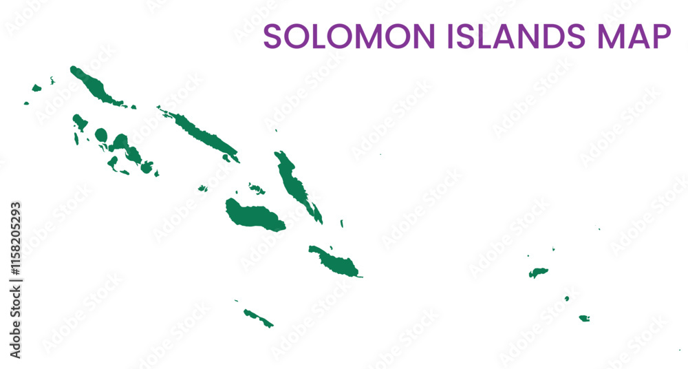 High detailed map of Solomon Islands. Outline map of Solomon Islands. Oceania High detailed map of Solomon Islands. Outline map of Solomon Islands. Oceania