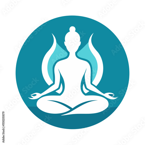 Lotus position yoga Logo Silhouette vector illustration on transparent background