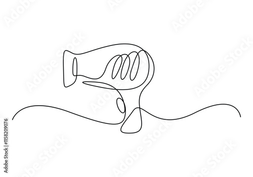 Hair dryer in one continuous one line drawing vector illustration