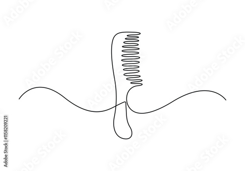 Scissors and comb business icon continuous line vector illustration