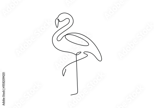 Flamingo continuous single line drawing vector illustration