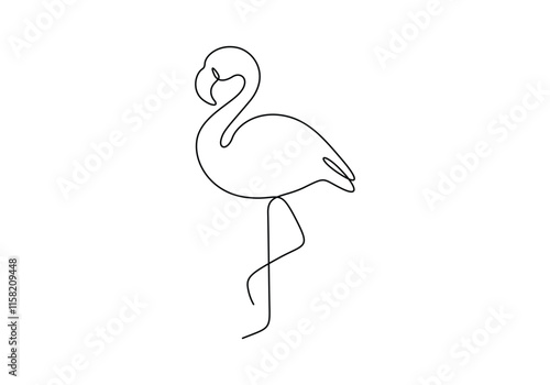 Flamingo continuous single line drawing vector illustration