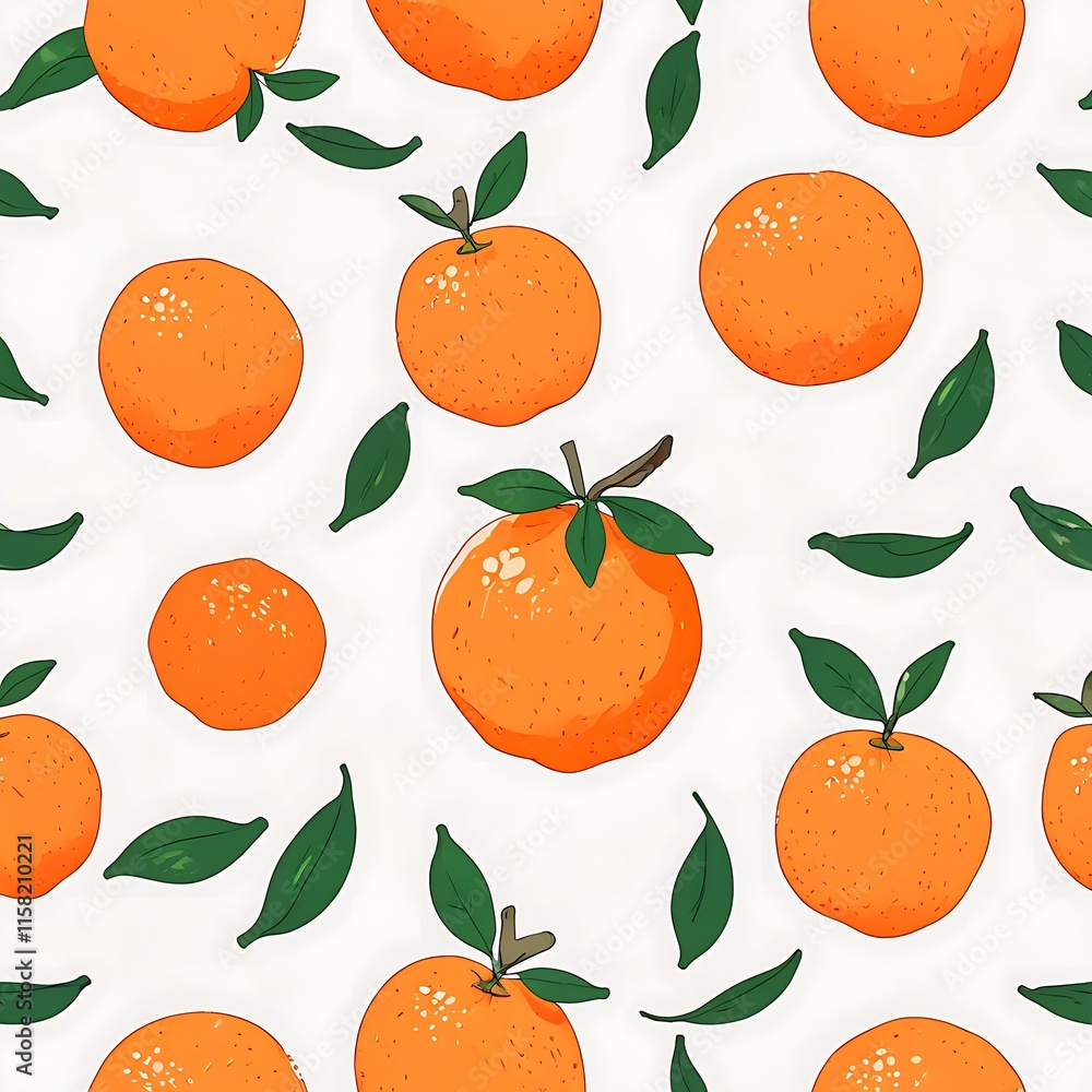 A decorative pattern showcasing clementines and leaves. A decorative pattern showcasing clementines and leaves.