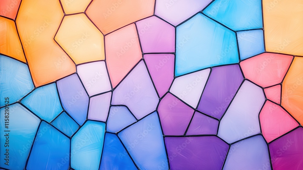 Colorful Stained Glass Abstract Background in Vibrant Geometric Pattern Colorful Stained Glass Abstract Background in Vibrant Geometric Pattern