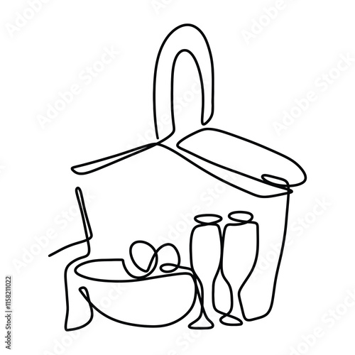 Picnic Food Drink Graphic Design Line Art Vector Decoration