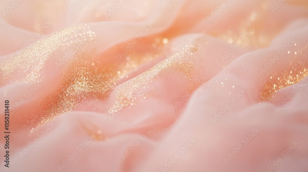 Fototapeta premium Golden Glittering Sand Texture with Sparkling Bokeh Effect