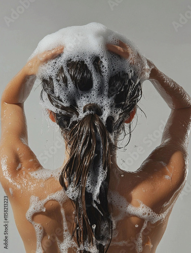 person in a shower wear shampoo